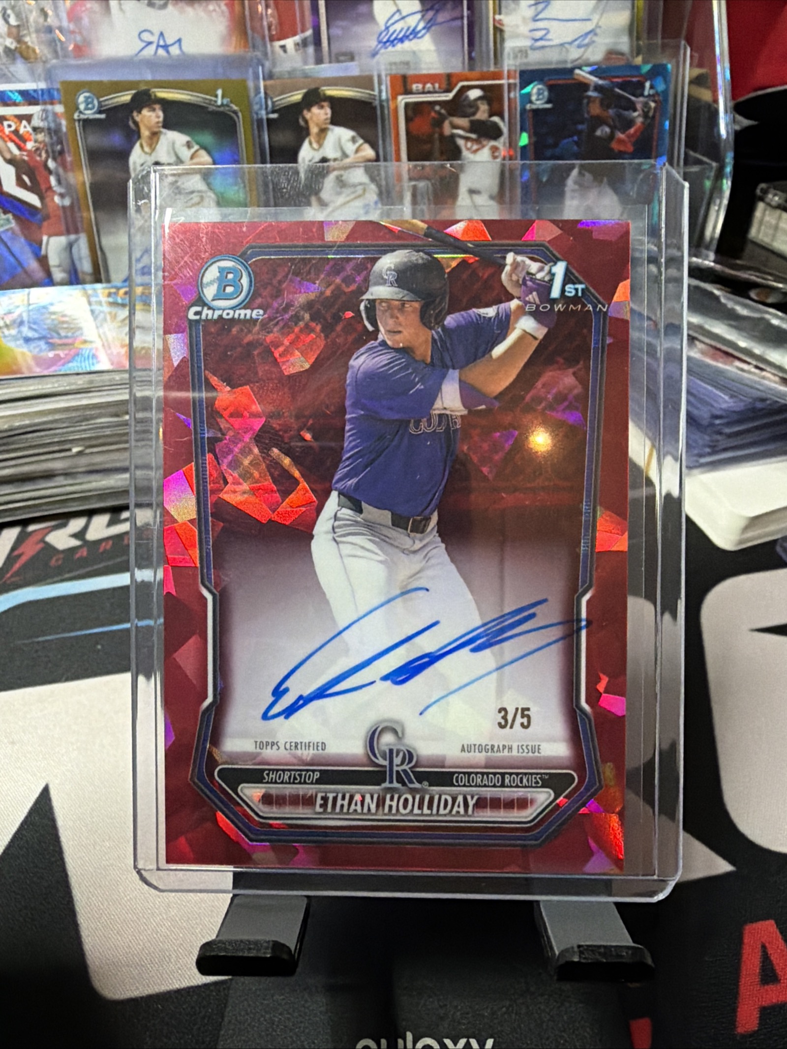 2026 Bowman Chrome Sapphire Ethan Holliday card number 3/5 Red Sapphire ungraded sports card